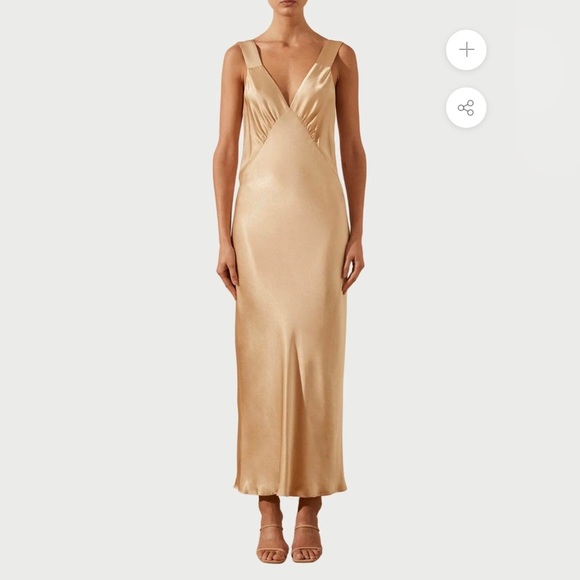 Shona Joy Plunged La Lune Midi Dress - in color Porcini - Picture 1 of 10